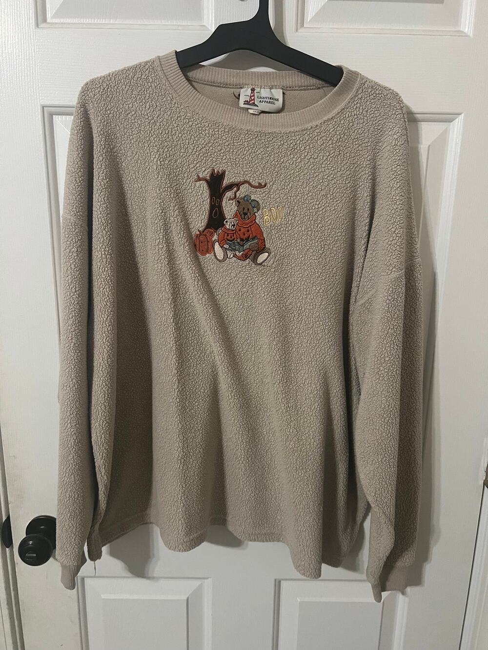 VTG 90s Halloween Bear Sherpa Fleece Sweatshirt XXL Grandmacore Cottagecore